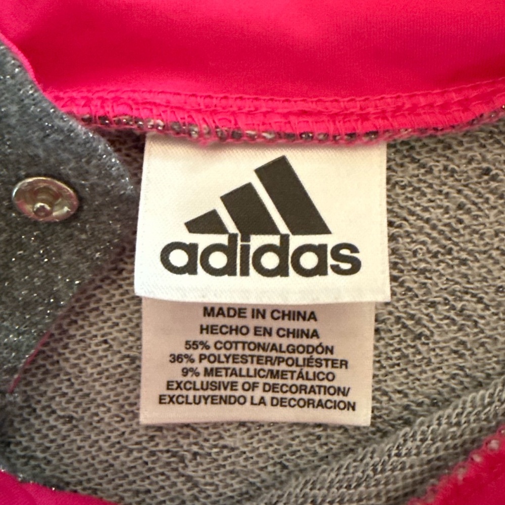 Adidas Girls 6X Gray & Pink Sweatshirt - Picture 2 of 8